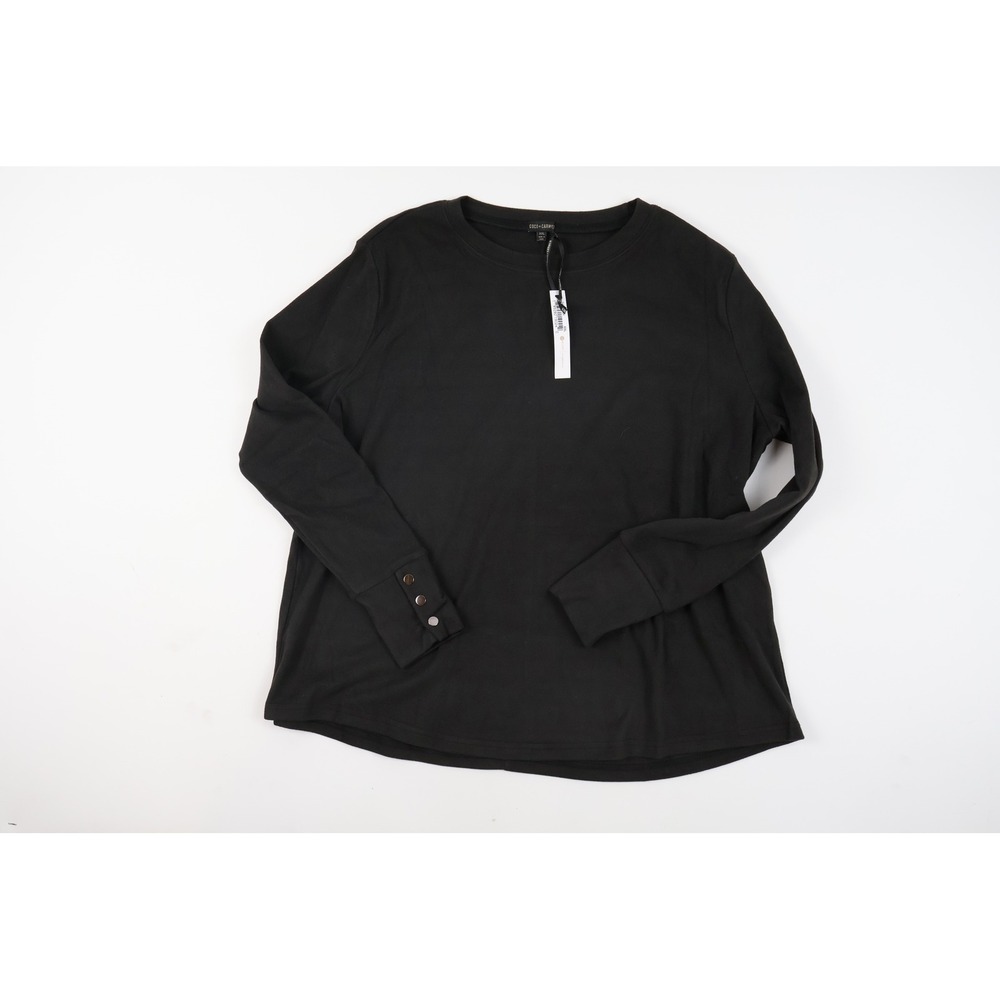 Coco + Carmen Top Long Sleeve Button Cuff Black Solid XXL NWT